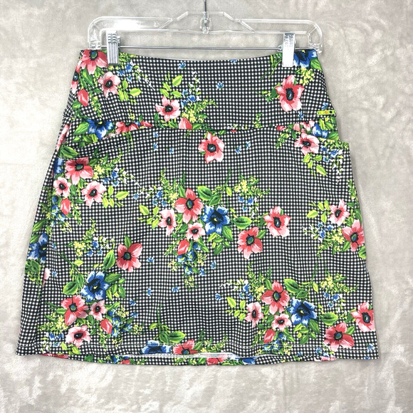 Swing Control Pants - Swing Control Gingham Botanical Pull On Golf Skort Size 6 Preppy Clueless